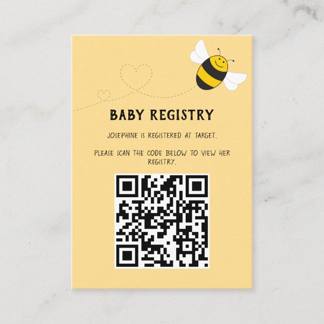 Bumblebee mummy to be baby shower enclosure card (Front)