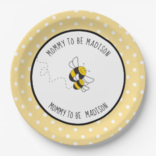 Bumblebee mummy to bee baby shower plates