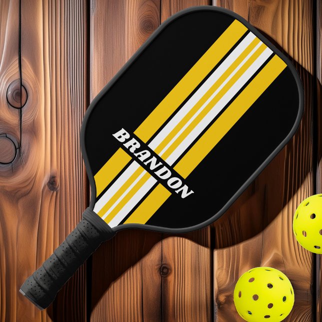 Bumblebee Nostalgic Rally Stripes with Name Pickleball Paddle (Creator Uploaded)