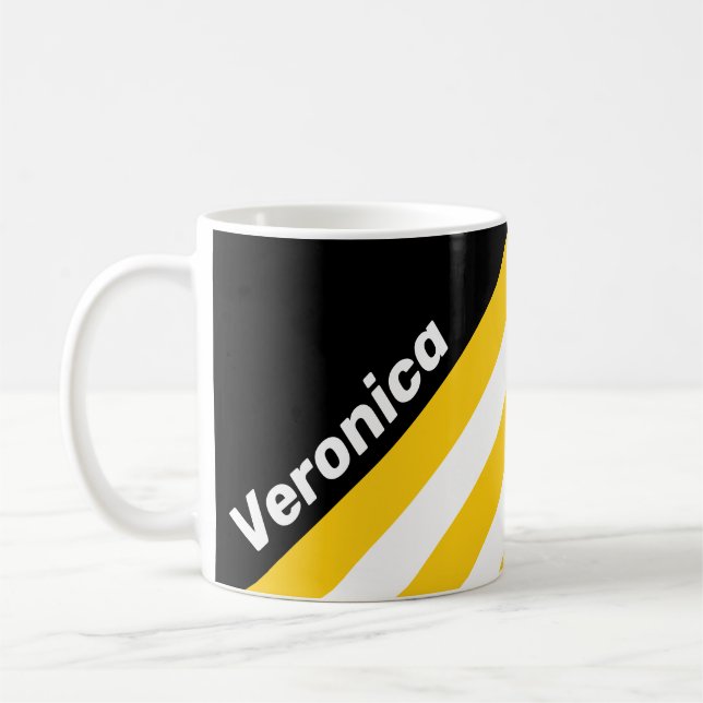 Bumblebee Nostalgic Stripes with Name Coffee Mug (Left)