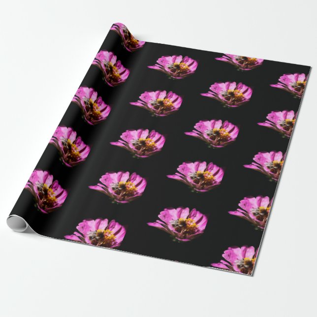 Bumblebee on a flower wrapping paper (Unrolled)
