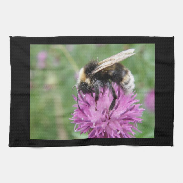 Bumblebee on a Thistle Kitchen Towel (Horizontal)