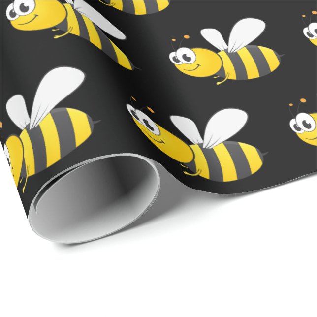 Bumblebee on Black Wrapping Paper (Roll Corner)