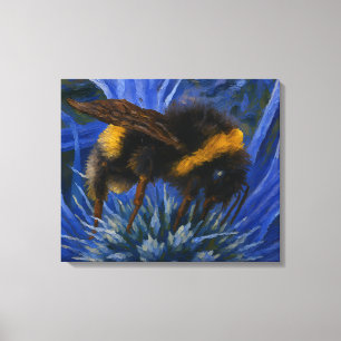 Bumblebee on Blue Thistle Canvas Print