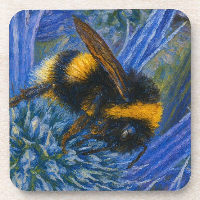 Bumblebee on Blue Thistle Coaster (Front)