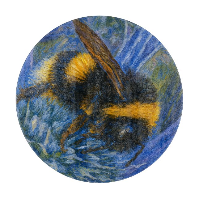 Bumblebee on Blue Thistle Cutting Board (Front)