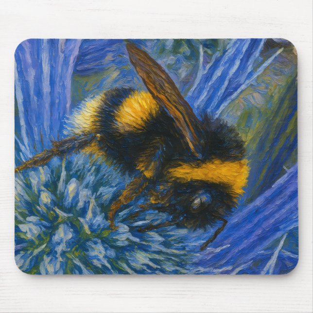 Bumblebee on Blue Thistle Mouse Pad (Front)