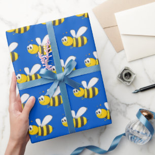 Bumblebee on Blue Wrapping Paper
