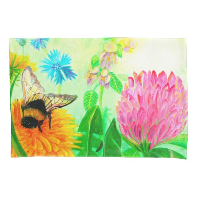 Bumblebee on dandelion   pillowcase (Front)