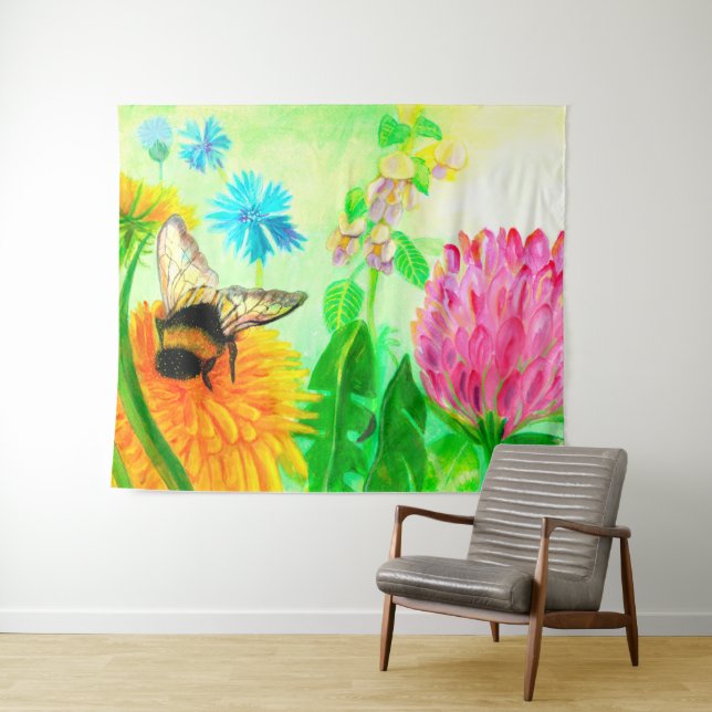 Bumblebee on dandelion  tapestry (In Situ (Horizontal))