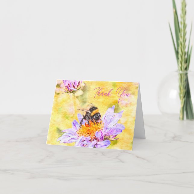 Bumblebee On Flower   Thank You Card (Front)