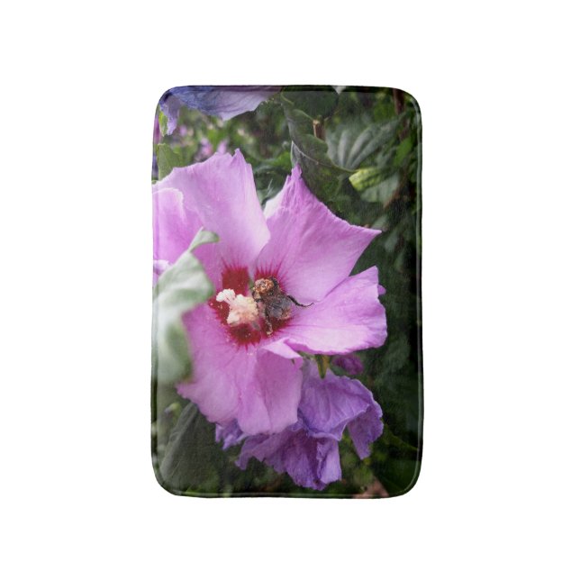 Bumblebee on Hibiscus Flower Bath Mat (Front Vertical)