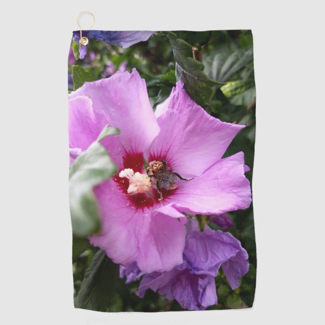 Bumblebee on Hibiscus Flower Golf Towel (Front)