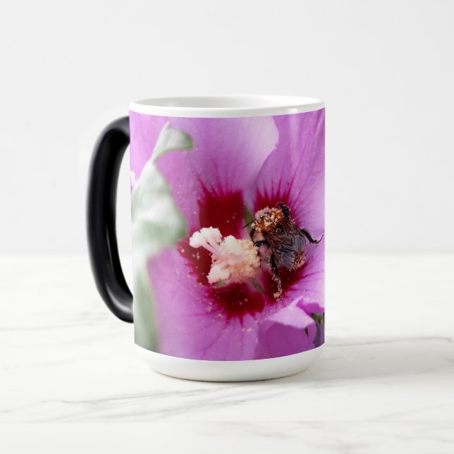 Bumblebee on Hibiscus Flower Magic Mug (Front Left)