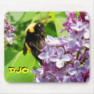 Bumblebee on Lilac blossom Your Initials Mouse Pad