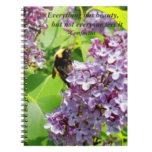 Bumblebee on Lilac Confucius Quote Notebook (Front)