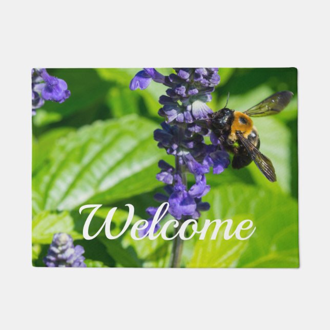 Bumblebee On Salvia Welcome Doormat (Front)