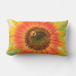 Bumblebee on sunflower, Community Garden Lumbar Cushion