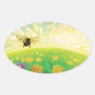 Bumblebee on the Horizon Oval Sticker