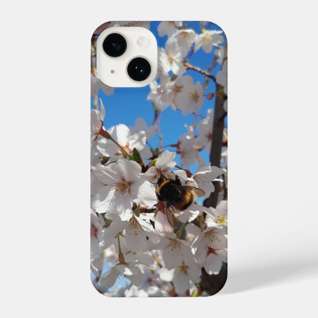 Bumblebee on wild cherry bloom iPhone case (Back)