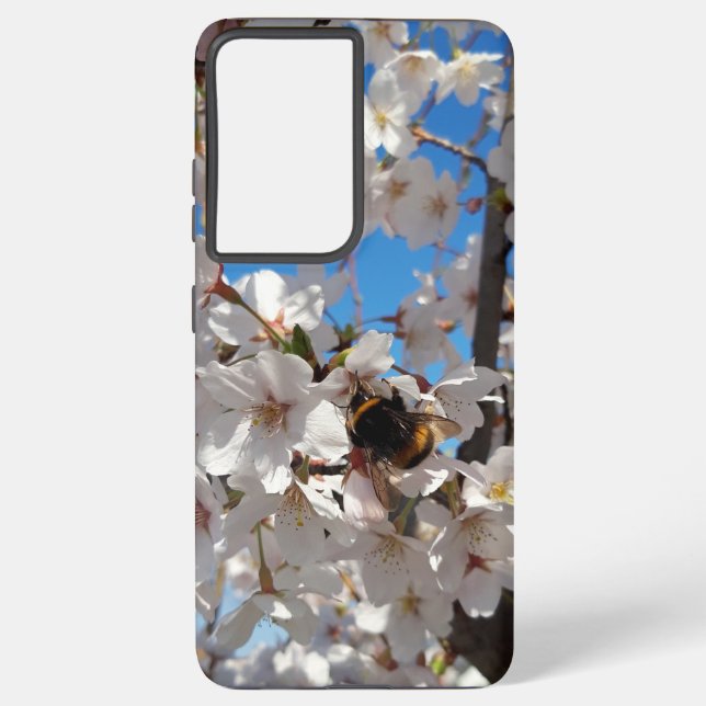 Bumblebee on wild cherry bloom samsung galaxy s21+ case (Back)