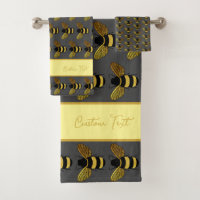 BUMBLEBEE PATTERN GOLD BLACK BEE ON GRAY BROWN