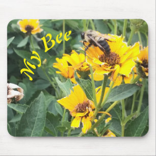 Bumblebee Pollinating a Yellow Flower Mouse Pad