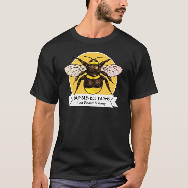 Bumblebee Retro Style Badge With Custom Text T-Shirt (Front)