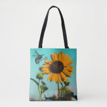 Bumblebee Tennis Player With Sunflower and Text