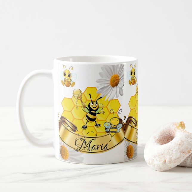 Bumblebee White Daisy Mug (With Donut)