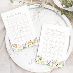 Bumblebee Wildflower Baby Bingo Shower Game Card