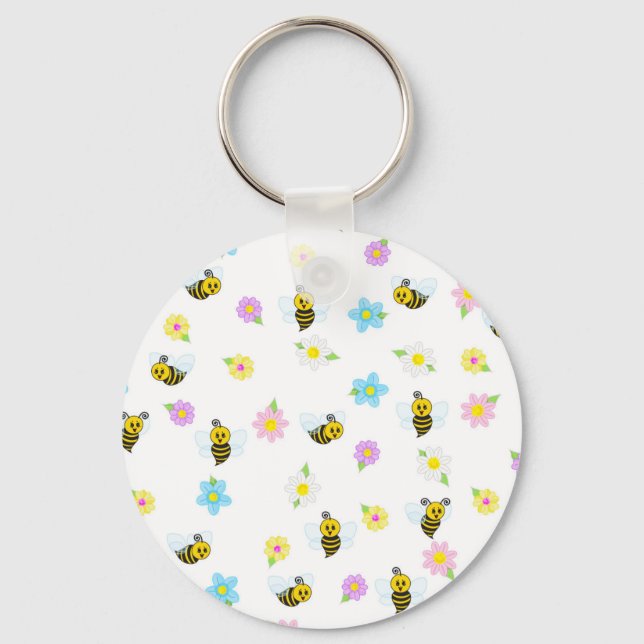 Bumblebee Yellow Black Bumble Bee Colourful Key Ring (Front)