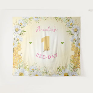 Bumblebee Yellow Girl One 1st First Birthday Party Tapestry