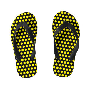 Bumblebee Yellow Polka Dots Black Custom Colours Kid's Jandals