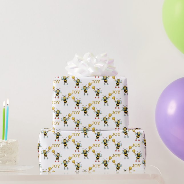 Bumblebees with heart pattern wrapping paper (Party Gifts)