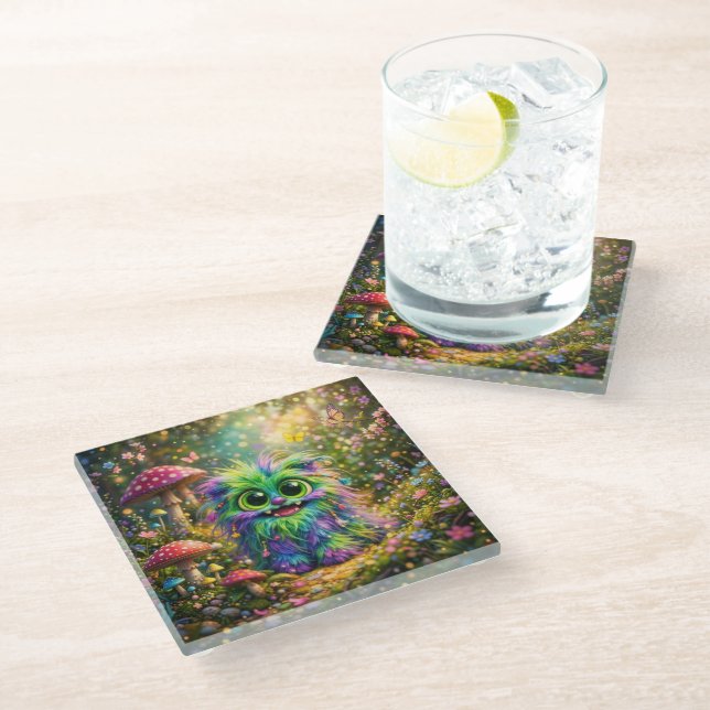 BumbleFluff Glass Coaster (Angled)