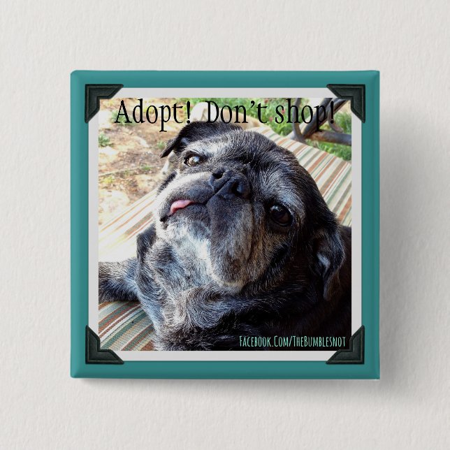 Bumblesnot Button: Adopt! Don't shop! 15 Cm Square Badge (Front)