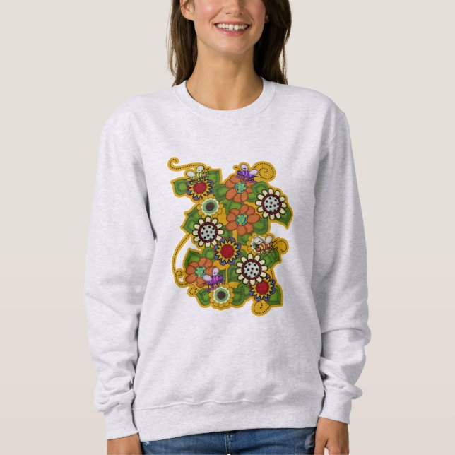 BUMBLING BEES AND FLOWERS SWEATSHIRT (Front)