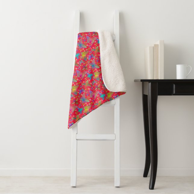 Bumbling Butterflies at Sunset Sherpa Blanket (In Situ)