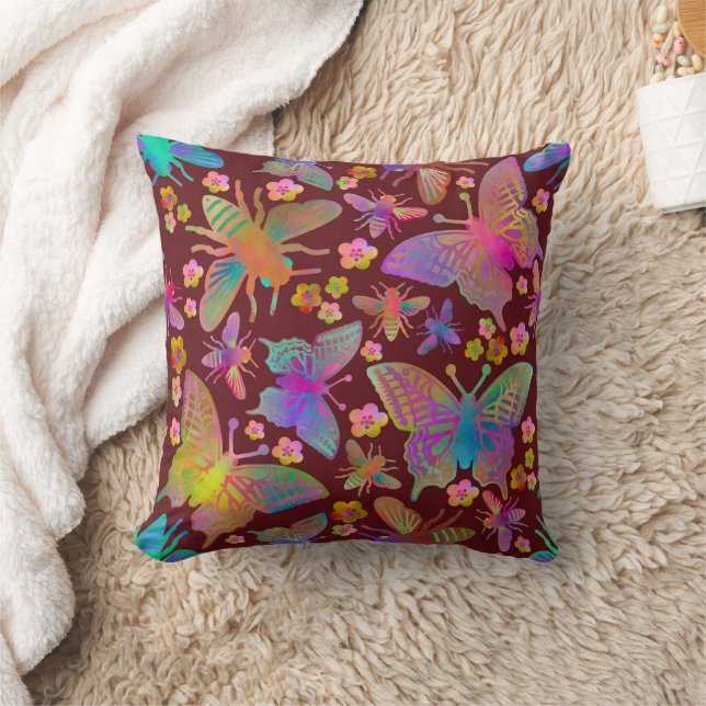Bumbling Butterflies on Iron Earth Cushion (Blanket)