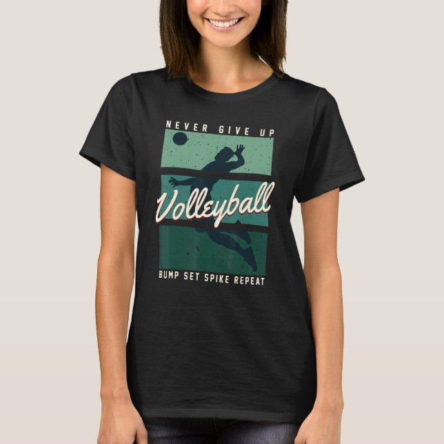 Bump Set Spike Repeat Player Coach Graphic Beach V T-Shirt (Front)