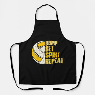Bump Set Spike Repeat Volleyball Funny Apron