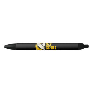 Bump Set Spike Repeat Volleyball Funny Black Ink Pen