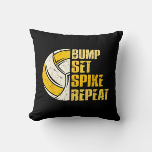 Bump Set Spike Repeat Volleyball Funny Cushion