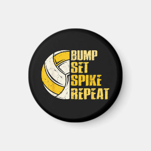 Bump Set Spike Repeat Volleyball Funny Magnet