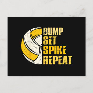 Bump Set Spike Repeat Volleyball Funny Postcard