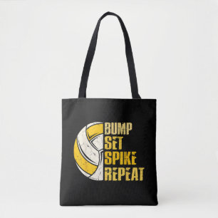 Bump Set Spike Repeat Volleyball Funny Tote Bag