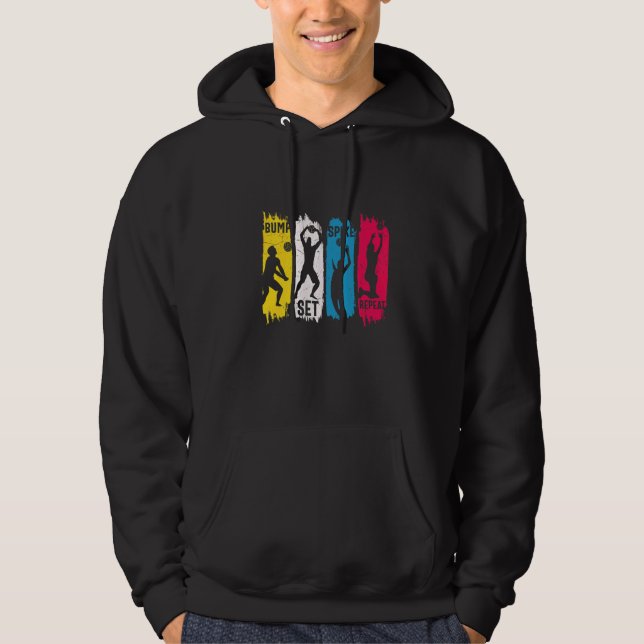 Bump Set Spike Repeat Volleyball Hoodie (Front)