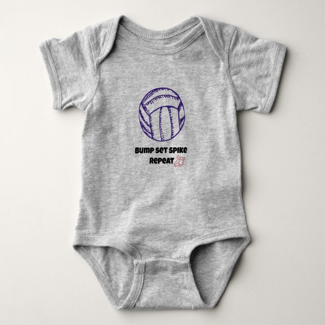 Bump Set Spike Repeat Volleyball T-Shirt Baby Bodysuit (Front)