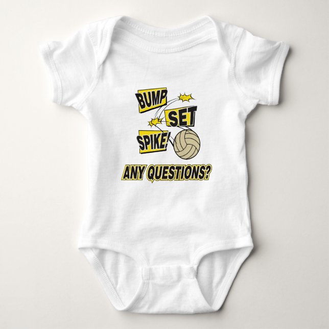 Bump Set Spike Volleyball Baby Bodysuit (Front)